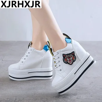 

2020 Autumn Women Ankle Boots High Wedge Casual Shoes Brand Female 10CM Increased Height Shoes Woman Fashion Platform Sneakers