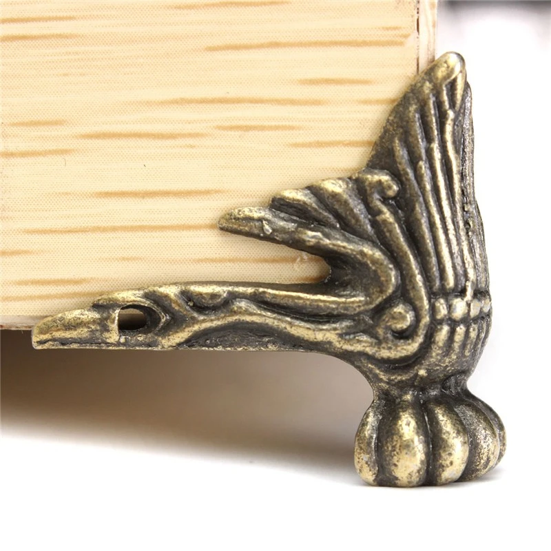 4 шт. античная латунь Ювелирный сундук деревянный ящик коробка Мебель Угловой протектор для украшения дома