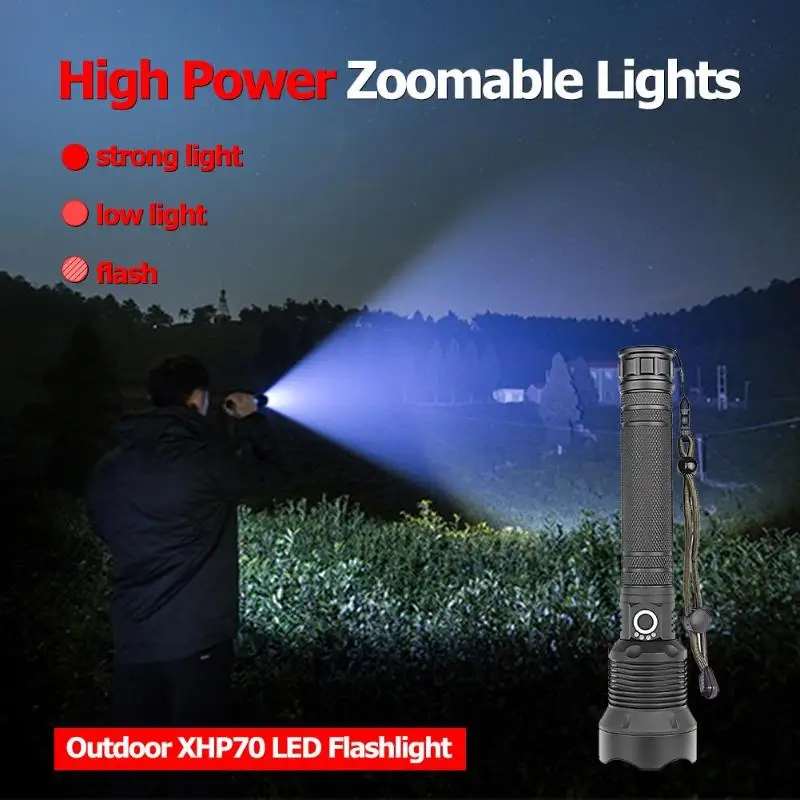 Открытый XHP70 светодиодный фонарик лампа с USB подзарядкой масштабирующие светильники самый мощный фонарик usb-фонарики фонари (без Батарея)