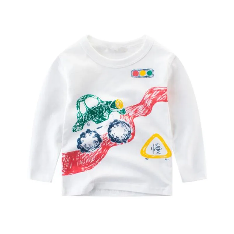

Cheap Spring Children Boys Long Sleeves T-Shirts Cotton Cartoon Car Children's Shirt Baby Clothes Boys Sweatshirt