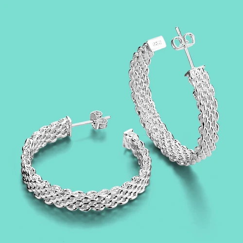 Female 925 Sterling Silver Earrings Trendy Round Design Solid Female 925 Sterling Silver Earrings Trendy Round Design Solid Tremella Nail Women S Charm Jewelry Argent Bijoux