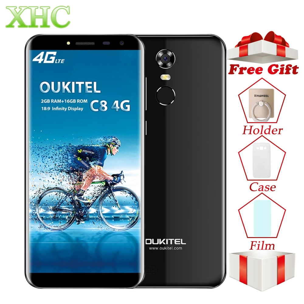 OUKITEL C8 2 ГБ + 16 ГБ смартфон отпечатков пальцев ID 5,5 дюймов Android 7,0 mtk6737 четыре ядра LTE 4G Dual SIM мобильный телефон OTA GPS 8.0MP мобильных телефонов