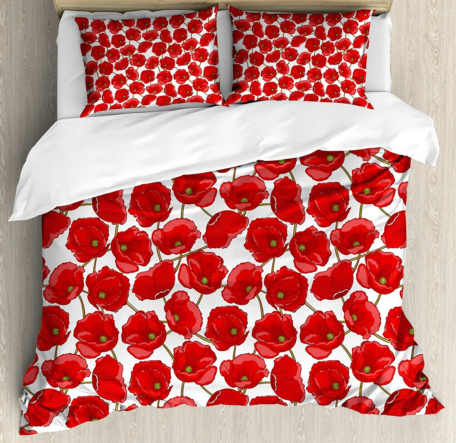 Poppy Duvet Cover Set Natural Flower Bouquet Wedding Engagement