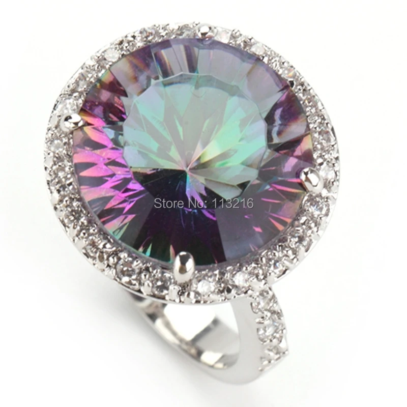Fleure Esme First class products sumptuous Fashion Rainbow Mystic stone Jewelry Silver Plated Rings classic R735