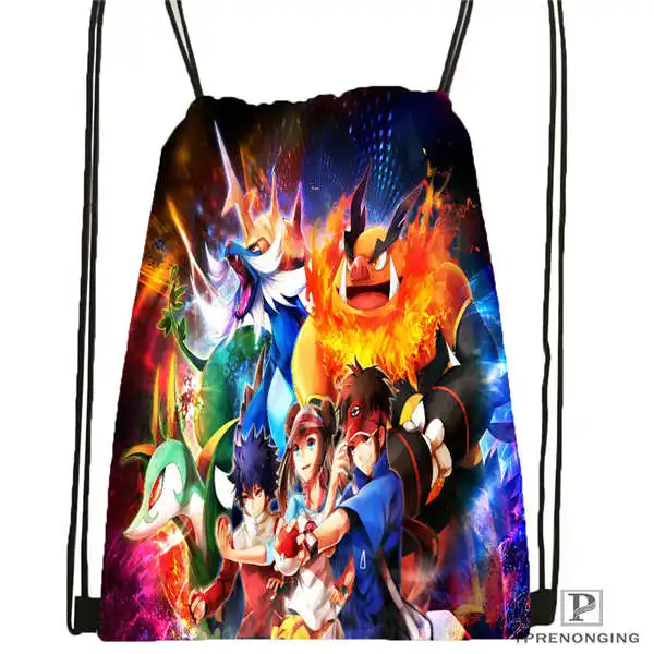 Drawstring Backpack Custom reshiram-pokemon-@ 1 походная сумка на шнурке для мужчины женщины милый рюкзак дети ранец(черный Назад) 31x40 см#20180611-03-141 - Цвет: Drawstring Backpack