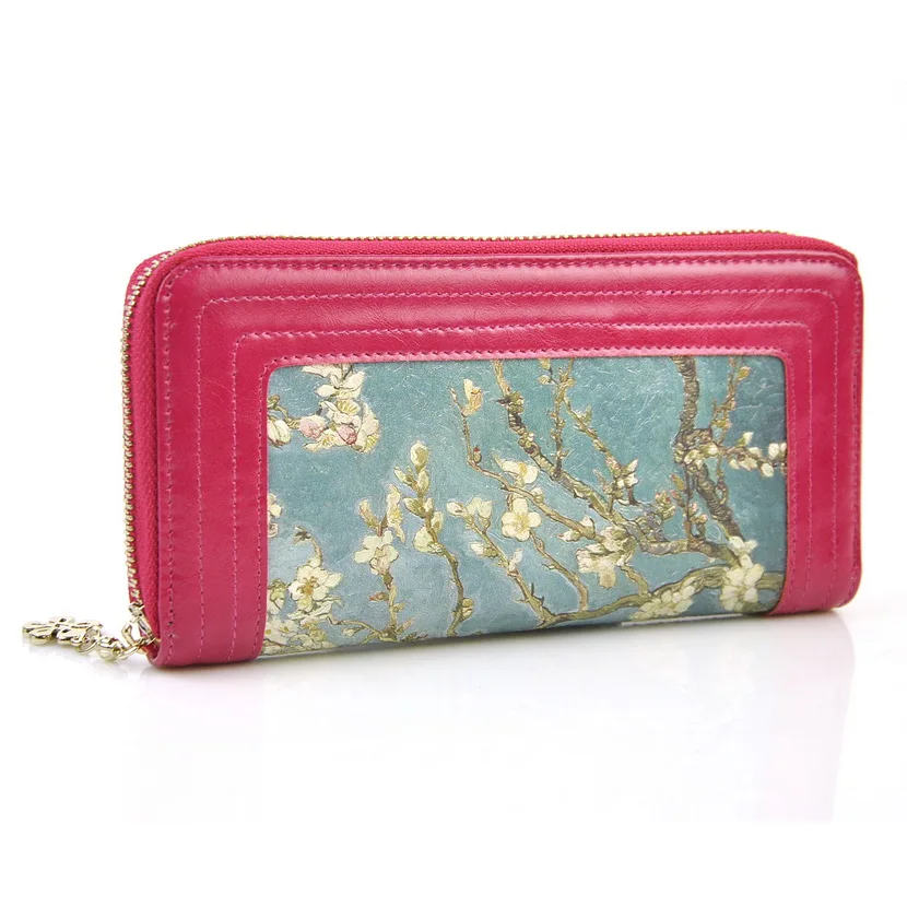 Women Faux Leather Clutch Wallet Flower Floral Purse Zip