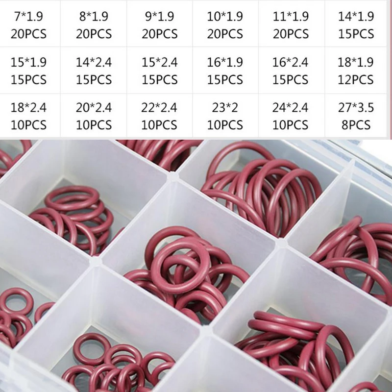 

O-Ring Seal Kit Assortment Set HNBR Rubber Red R134a R12 For Car Automotive A/C Air Conditioning System