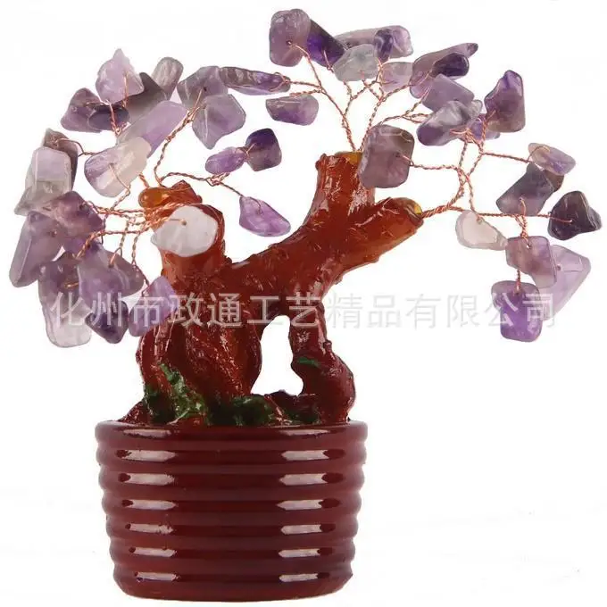 wholesale Jade fiscal resin with people Lucky Craft Crystal tabletop tree ornaments opening gifts |