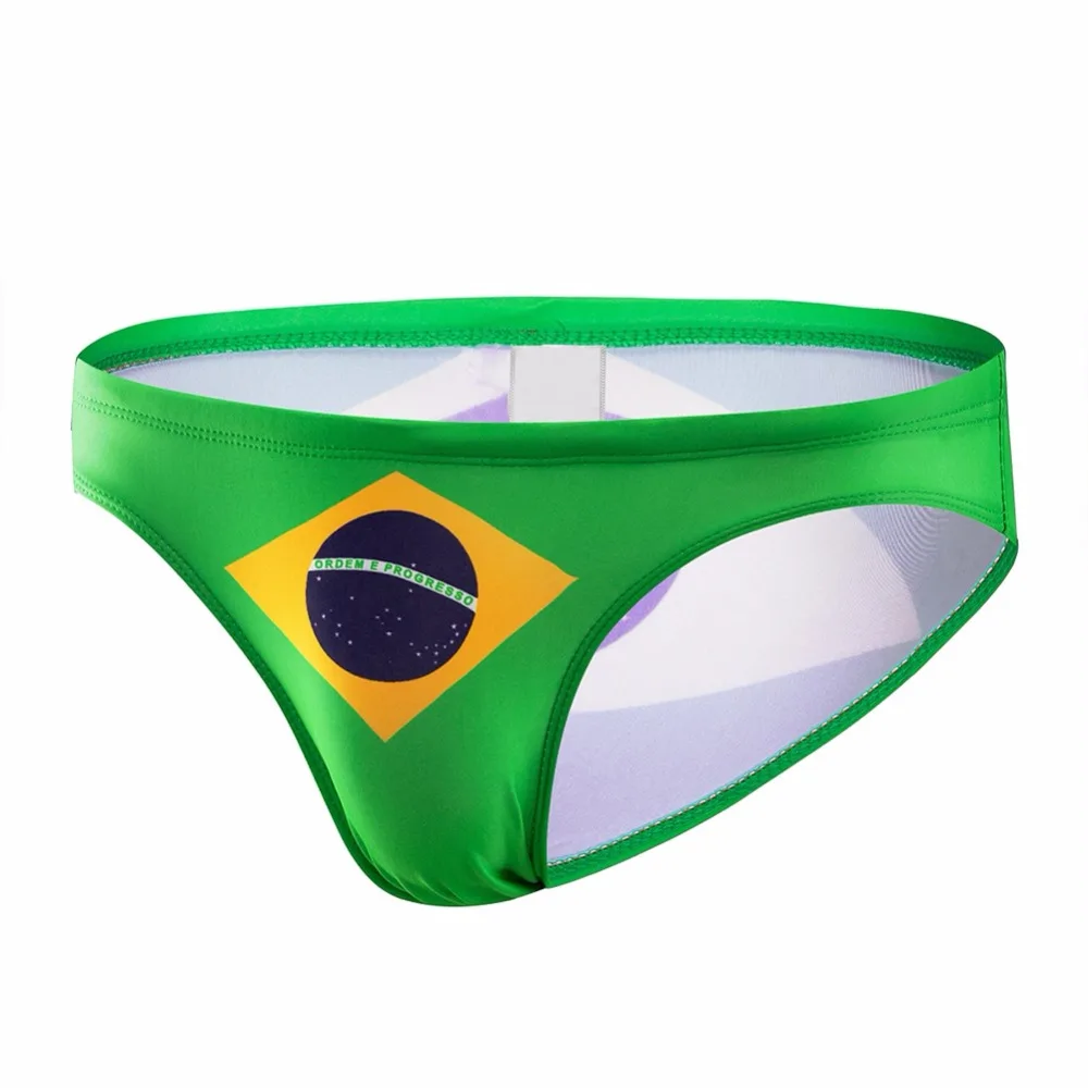 

Men Swim Briefs Low Waist Shorts Trunks Flag Printed Drawstring Beach Short Swimwear Swimming Diving Swimsuit Men's Sportswear