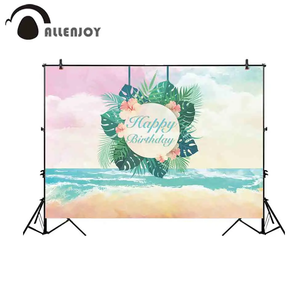 Allenjoy фон для портретной двери с изображением акварели пляжа и неба на лето день