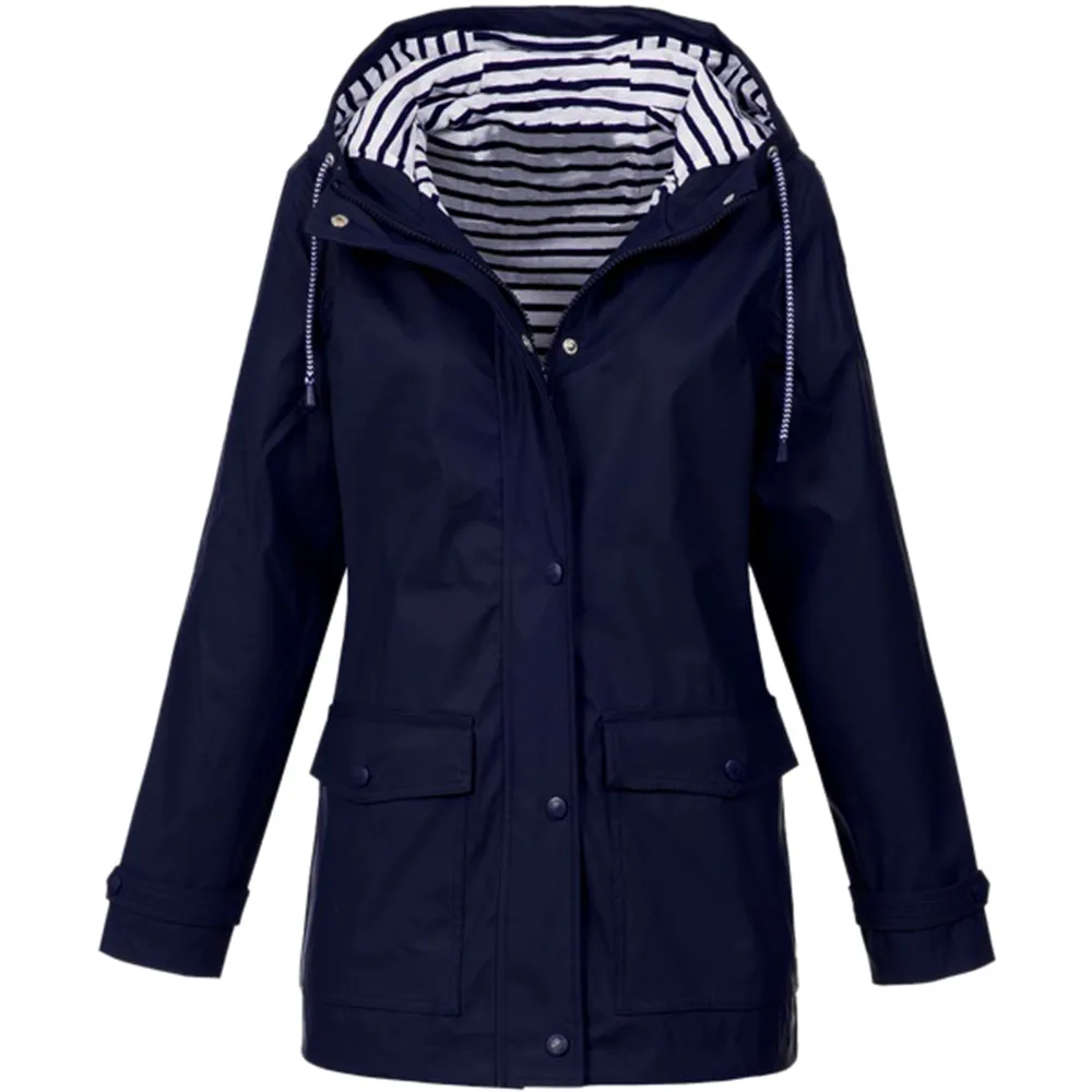 Women's Winter Jacket Women Solid Rain Jacket Outdoor Plus Waterproof Hooded Raincoat Windproof Autumn Winter parka Coats