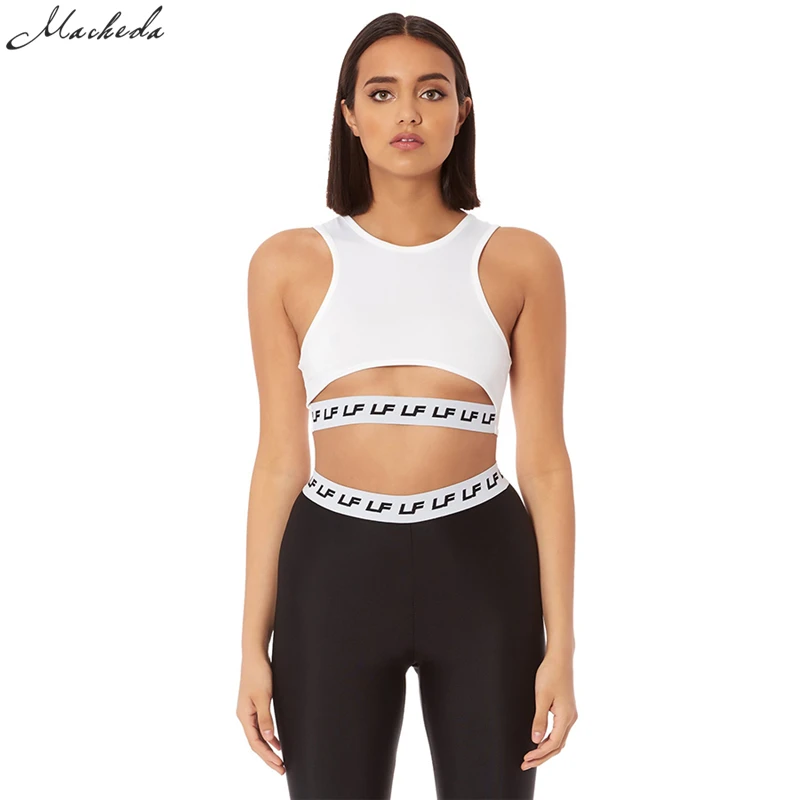 Macheda Sexy Crop Top Women Tank Tops Summer Fitness Cropped T-Shirts Sleeveless O-Neck Women's Crop Tops Cropped Tank Top Tops
