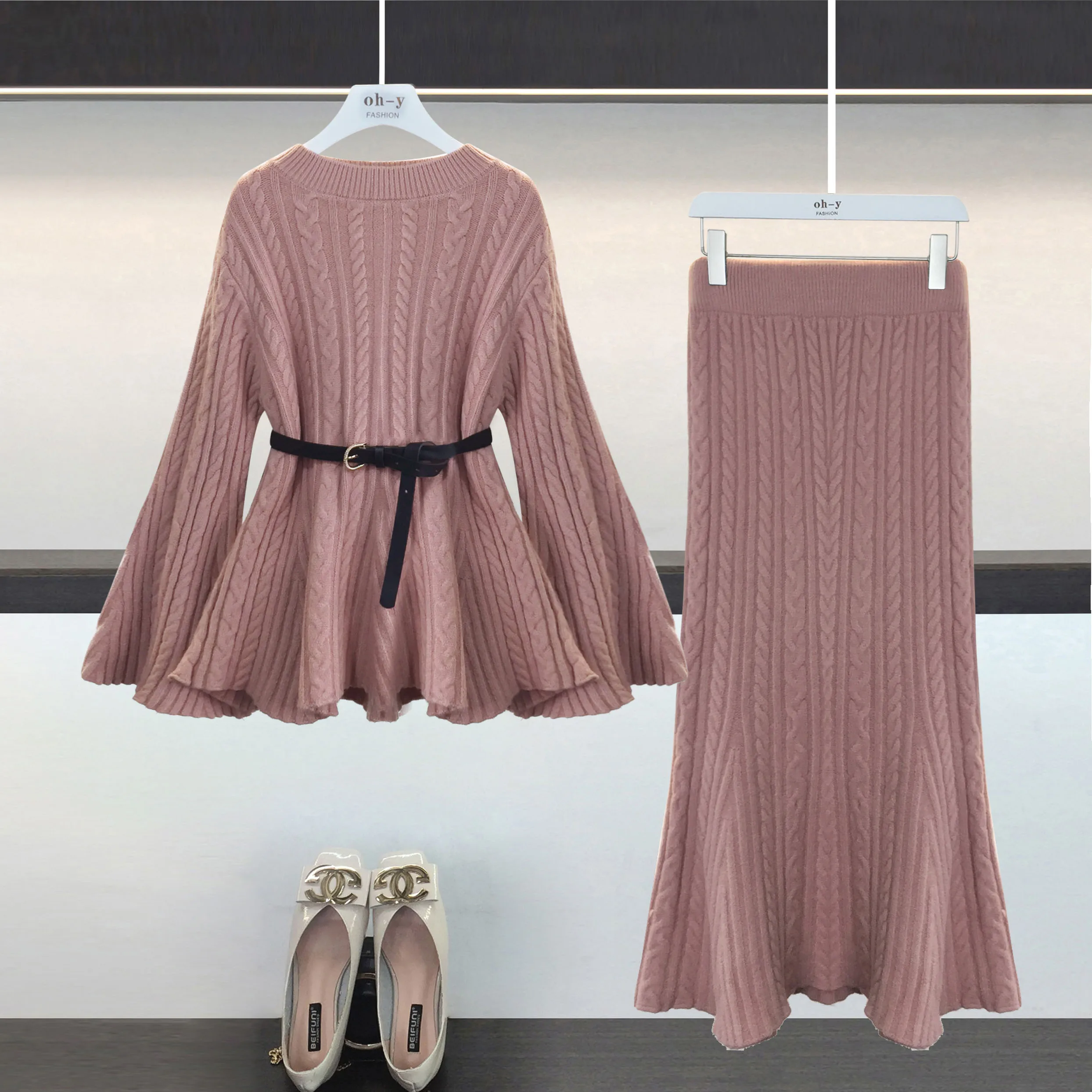 ALPHALMODA 2018 осенне зимняя модная женская одежда пуловер с расклешенными рукавами