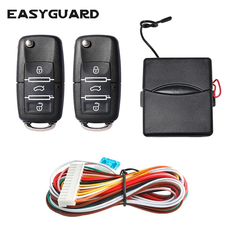 

EASYGUARD Quality car keyless entry kit with customized flip key remote trunk release remote lock unlock 433.92Mhz DC12V