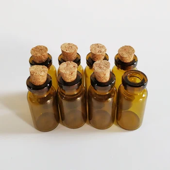 

100pcs/lot 2ml brown glass vials 16*35*7mm wishing bottle with cork Small amber Drift home Decorative jar