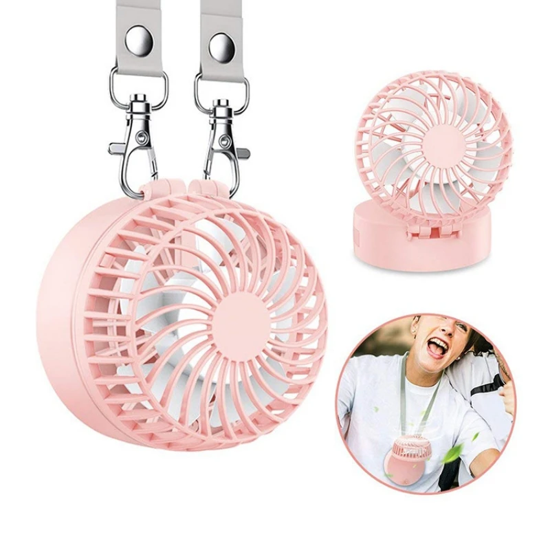 

Portable Office Travel Party Decorations Gifts Handheld Fan Mini Necklace Fan 3 Speeds 180 Degree Rotating Adjustment