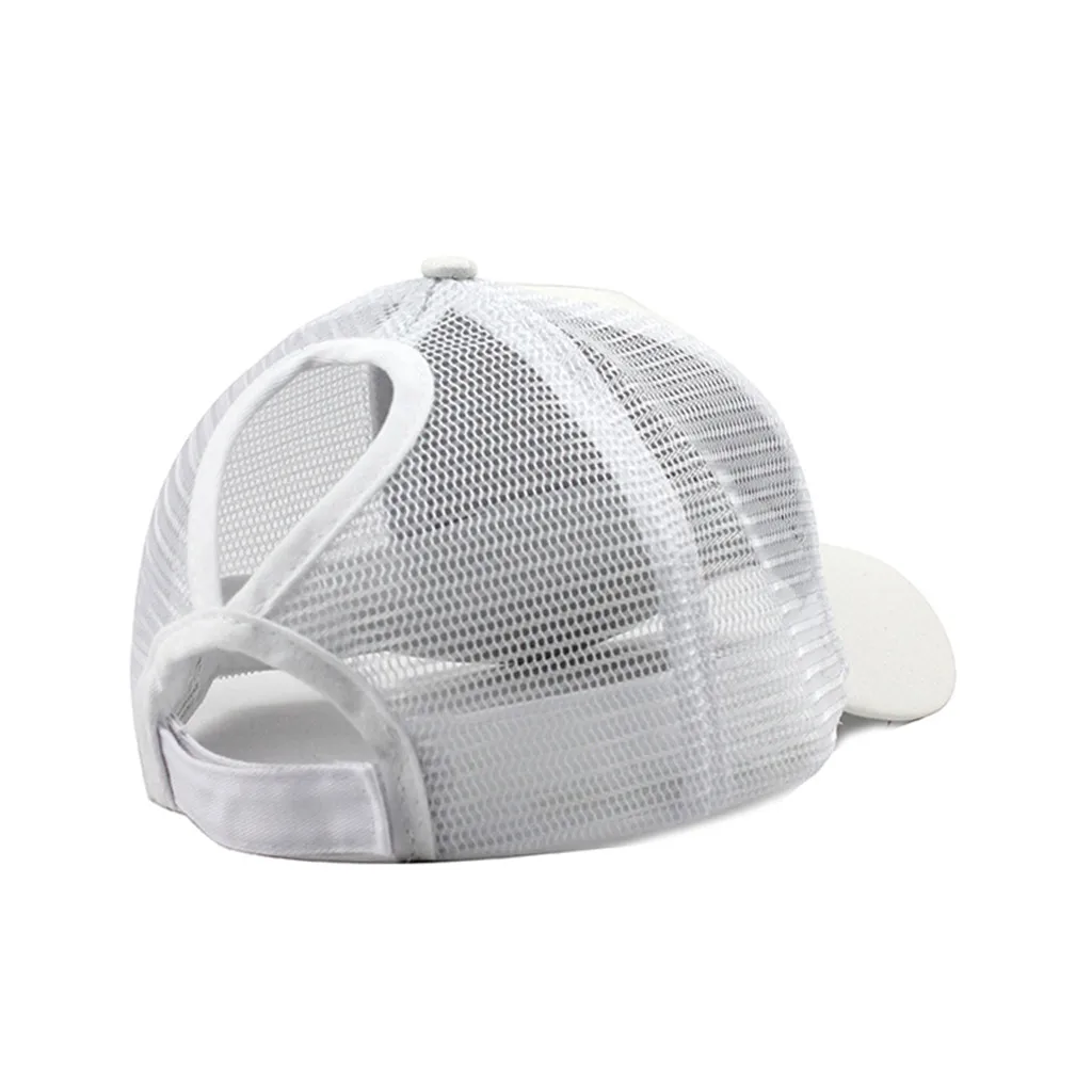 girls cap Ponytail Messy Buns Trucker Plain Baseball Visor Cap Unisex Glitter Hat petten voor mannen cappellini uomo#XP15