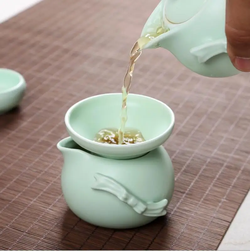 Elegant 10 pcs Ceramic Tea Sets Portable Kung Fu Tea Set Teacup Porcelain Quik Cup Chinese Teapot Travel Set