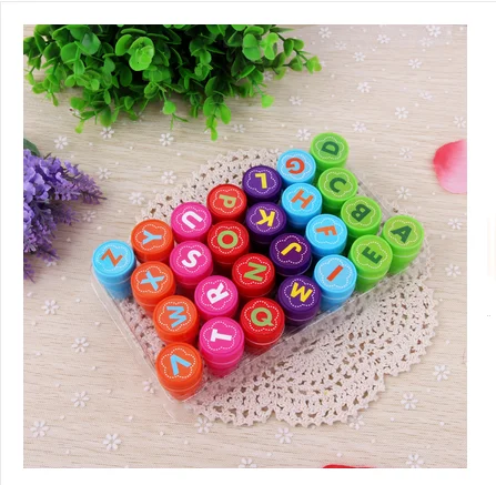 

1 set 26 English Capital Letter round Stamp children diy Handmade Scrapbook Album Stamps Diary decoratio seal kids toy gifts