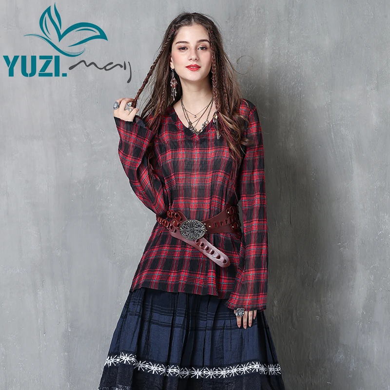 Женская рубашка 2018 Yuzi.may Boho новая шифоновая блузка с треугольным вырезом и