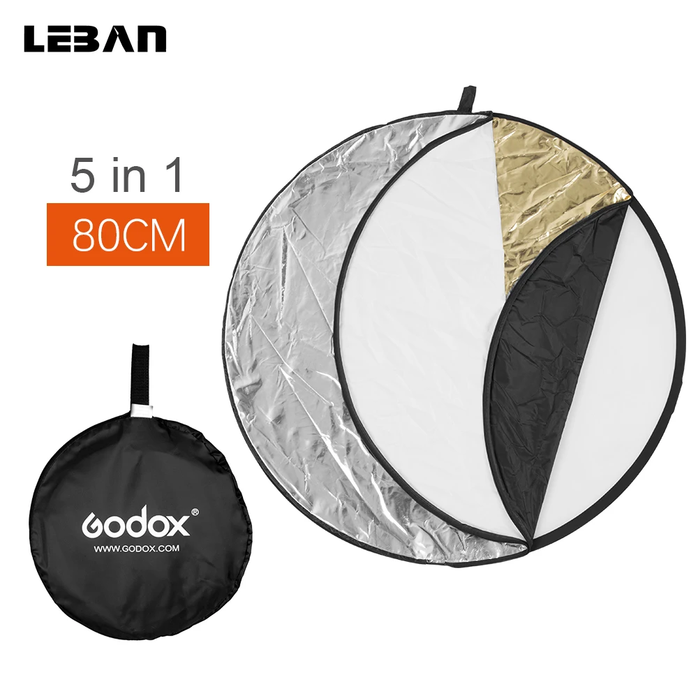

GODOX Free Shipping 32" 80cm 5 in 1 New Portable Collapsible Light Round Photography/Photo Reflector for Studio