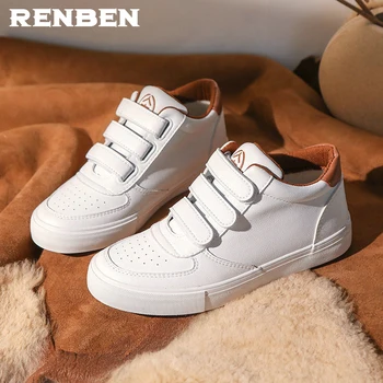 

RENBEN 2018 Fashion Casual Leather Shoes Woman PU Leather White Sneakers Flat Heels Platform Shoes Women Tenis Zapatos Mujer