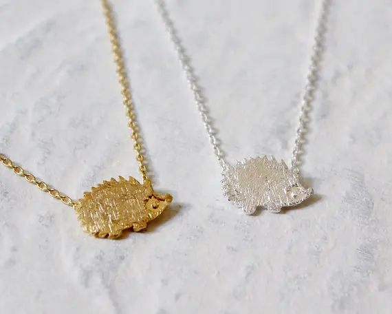 Gold Silver Hedgehog Necklace