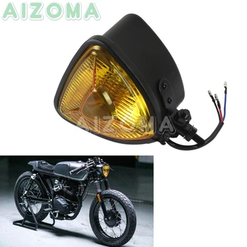 

Motorcycles Black Amber Lens Triangle Headlight 12v 55/60w Headlamp for Harley Bobber Chopper Cafe Racer Custom Front Lights
