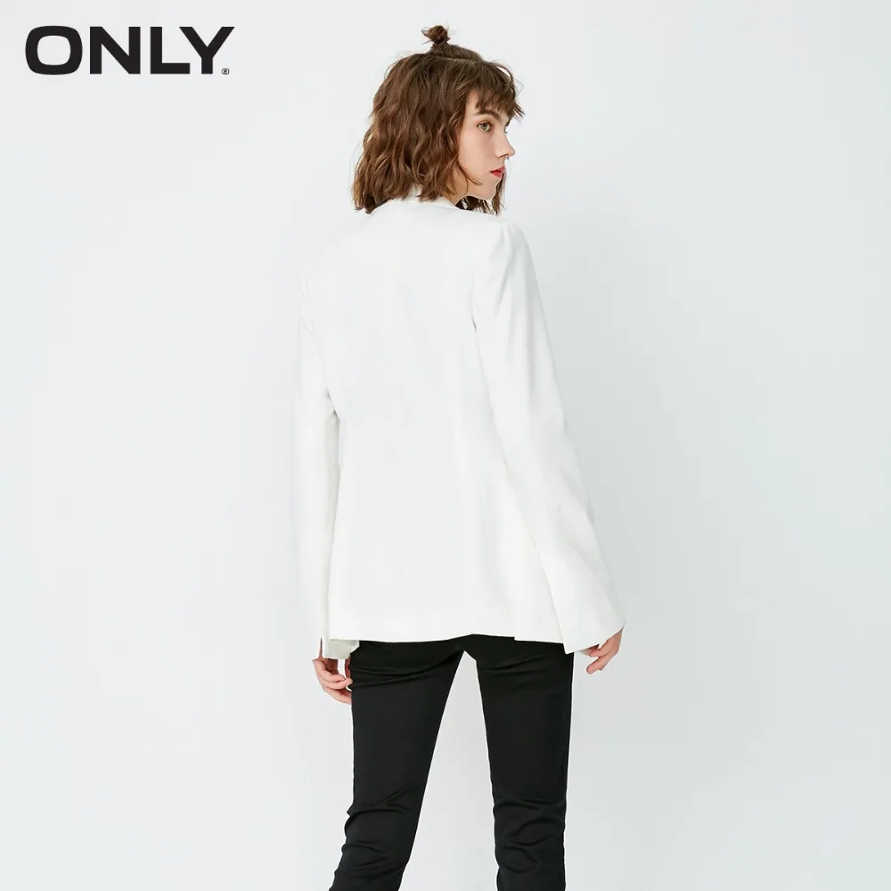 ONLY  Split cuff slim long blazer hombre  female solid striped single button|117308510