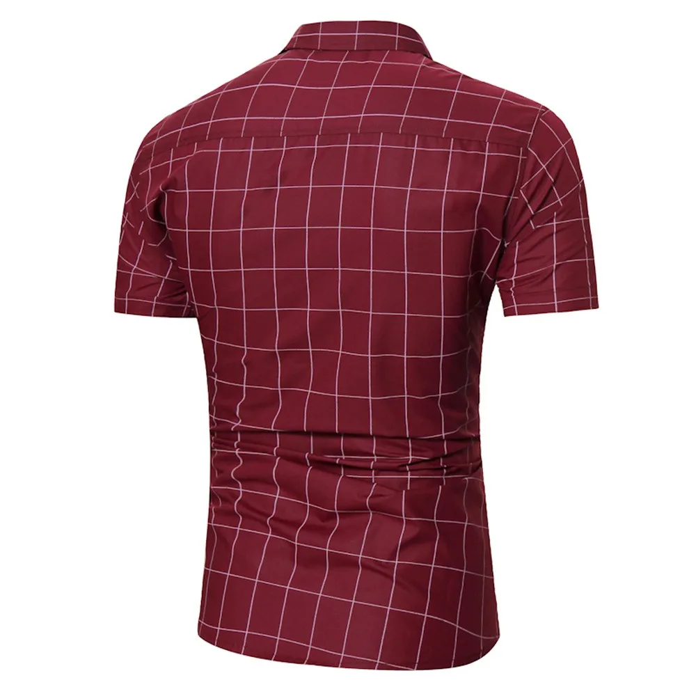 Летняя мужская Повседневная рубашка Chemise Homme хлопок короткий рукав клетчатый костюм по фигуре деловые рубашки блузка повседневная одежда