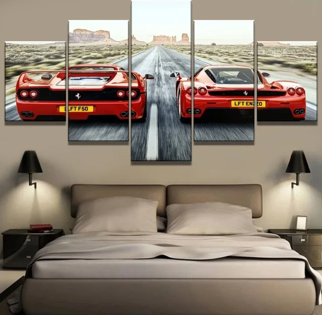 

5 Piece HD Print Large Ferrari Car Poster Modern Decorative Paintings on Canvas Wall Art for Home Decorations Decor(Frame)