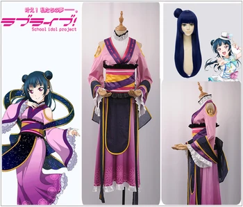 

LoveLive!SunShine!! Aqours! Qixi Festival Tanabata Awakening Tsushima Yoshiko Cosplay Costume Custom Vintage Dress Skirt Wig