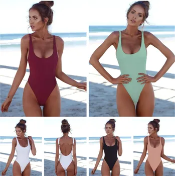 

Thong 2019 Sexy One Piece Swimsuit Solid Female Black Swimwear Women Backless White Brazilian Monokini Bathing Suit W9512