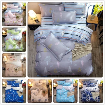 

King Queen Twin Double Single Size Duvet Cover 1.5m 1.8m 2m 2.2m Bed Sheet 4pcs Bedding Set Child Kids Flower Stripe Bedclothes