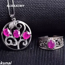 KJJEAXCMY Fine jewelry, 925 silver set of natural ruby set, simple and generous, wholesale female models гвоздики set of thai silver square 925