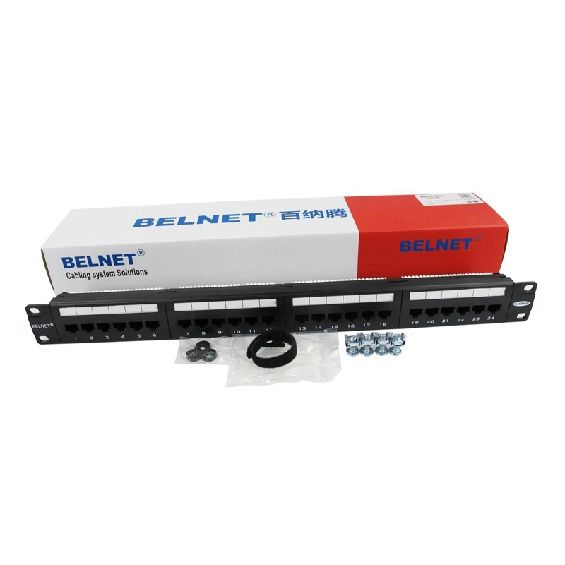 1U 19 дюймовая 24 портовая патч панель RJ45 Cat5e UTP неэкранированная Ethernet настенная