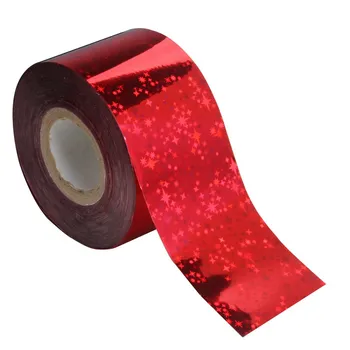 

120m*4cm 1 Roll Nail Transfer Foil Red Color Glitter Laser Pattern Stickers Decals Nail Art Wraps DIY Manicure Tools WY268