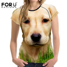 FORUDESIGNS/Забавные 3D собака: Лабрадор ретривер для женщин Футболка эластичный дыхание Женская Повседневная футболка с короткими рукавами женск