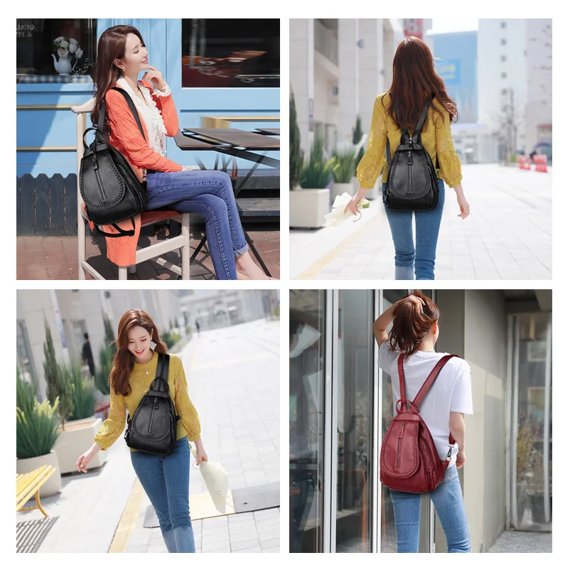 

Fashion Women Backpack Genuine Leather Backpack Women Travel Bag College Preppy School Bag For Teenagers Girls Mochila