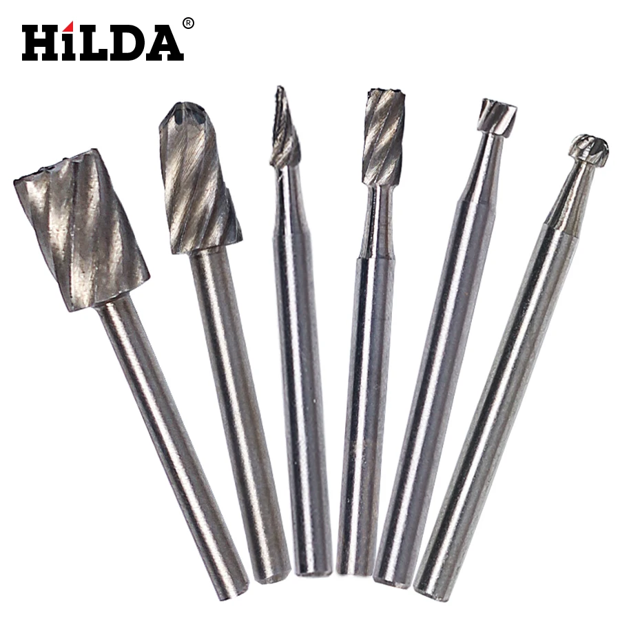  HILDA 6PCS HSS Dremel Rotary Tool Mini Drill Bits Burr Set Dremel Tools for Woodworking Carving Too
