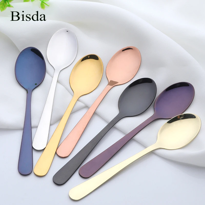 7pcs Rose Gold Tea Spoons Luxury 18/10 Stainless Steel Black Small