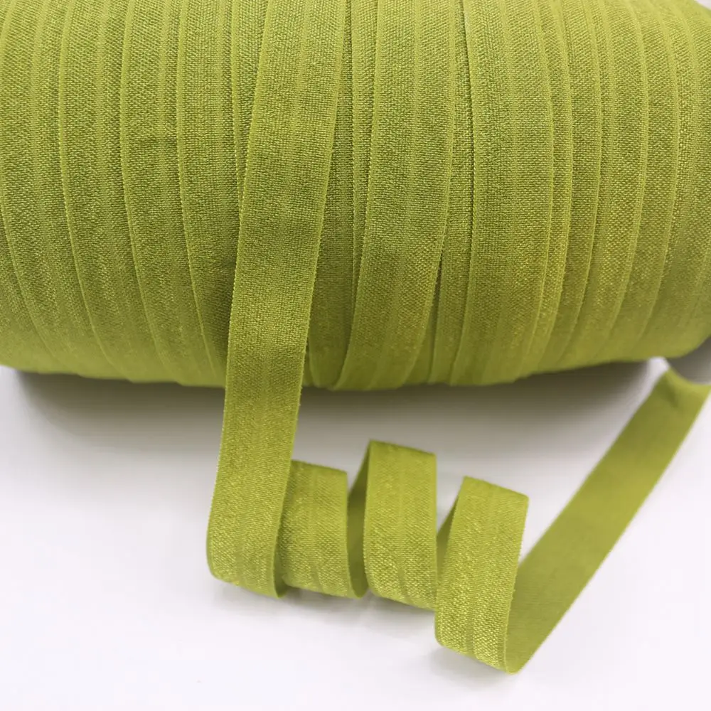 

T.R RIBBON #5 Kiwi 5/8" FOE elastic, solid Fold Over Elastic FOE for Headbands 50yards and 100yards/lot