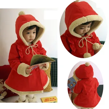 

Size 6T Red Overcoat Warm Kids Winter Coat Toddler Girl the Jacket Hoodies Christmas New Year Costume Baby Wear Bebe Clothing