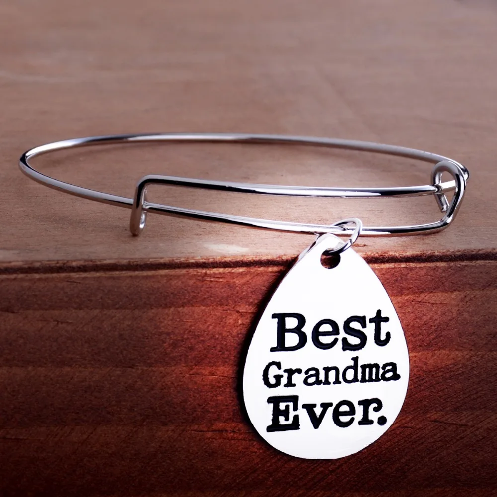 Best Grandma Ever Grandmother's Gifts Family Charm Bangle Jewelry