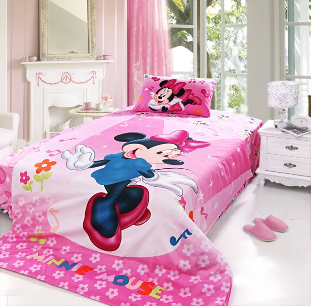 minnie mouse bedding set for kids bedroom decor cotton bedclothes twin duvet cover girls home