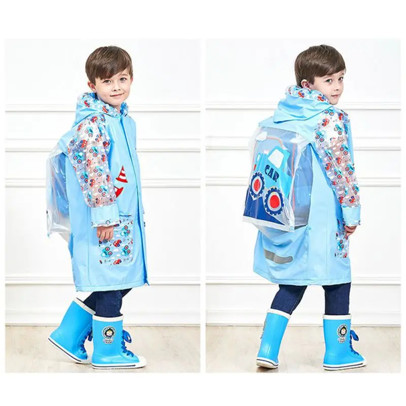

Cute Girls Boys Raincoats Pink Blue Color Floral Rainwear School Hiking Clothes Rainy Children's Rain Coats