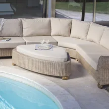 Роскошная классическая мебель для дома 5 местный угловой диван из ротанга Комплект