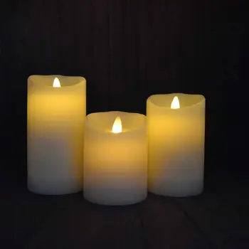 

Ivory set of 3 remote controlled LED Candle Pillar lamp 18keys controller Timer function Wedding Home Bar party Decor-Multicolor