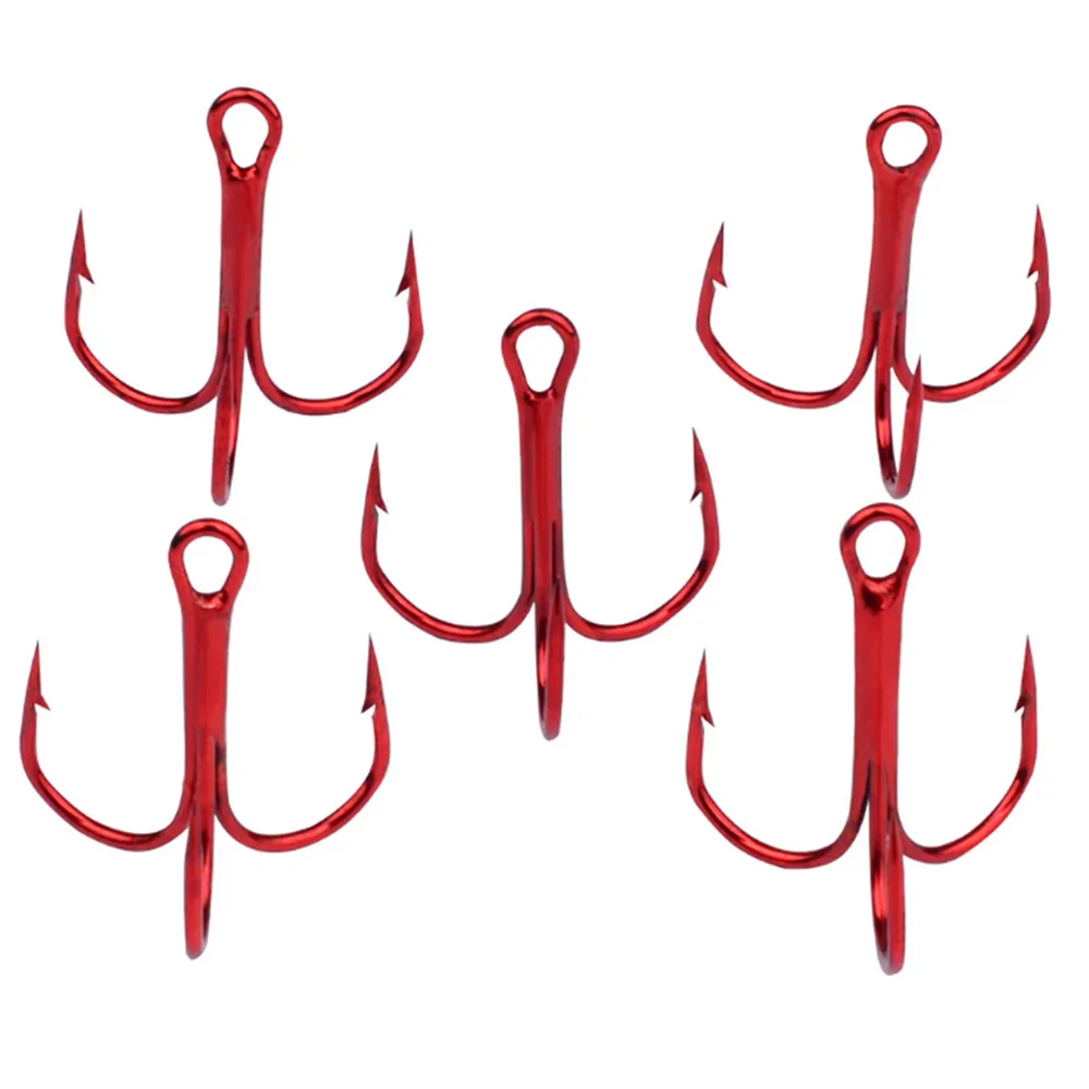 10 шт./лот, красные рыболовные крючки из высокоуглеродистой стали, тройной рыболовный крючок, круглый изгиб, 2#4#6#8#10# рыболовные снасти