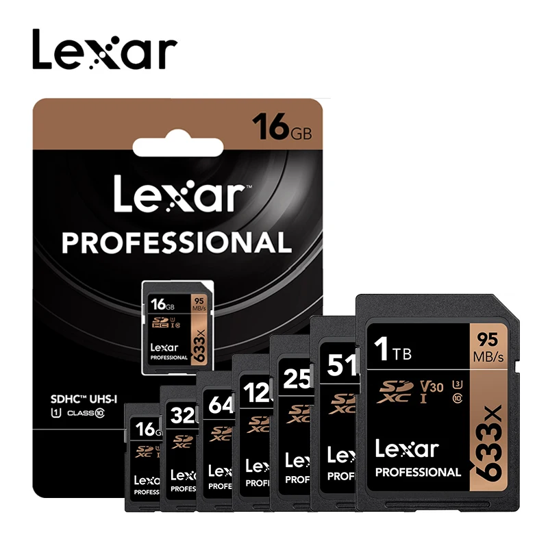 Lexar sd-карта высокой емкости 633x 32 Гб 64 Гб 128 ГБ 256 ГБ 512 Гб карта памяти USH-1 U3 высокая скорость